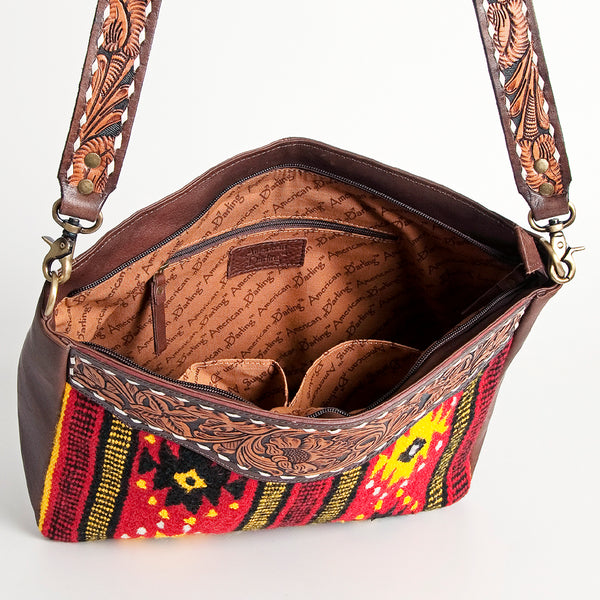 ADBGA201 American Darling Hand Tooled Saddle Blanket Genuine Leather Messenger Bag