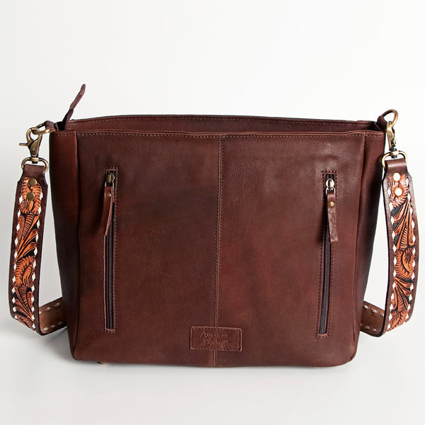 ADBGA201 American Darling Hand Tooled Saddle Blanket Genuine Leather Messenger Bag
