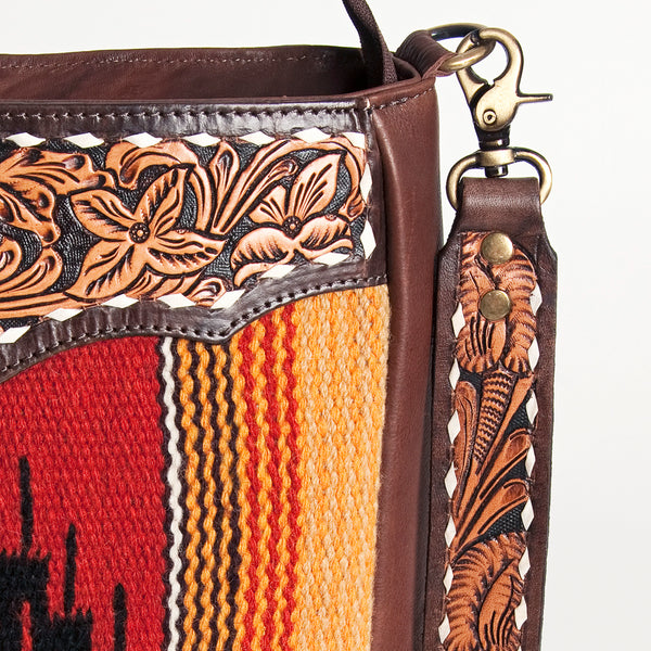 ADBGA201 American Darling Hand Tooled Saddle Blanket Genuine Leather Messenger Bag