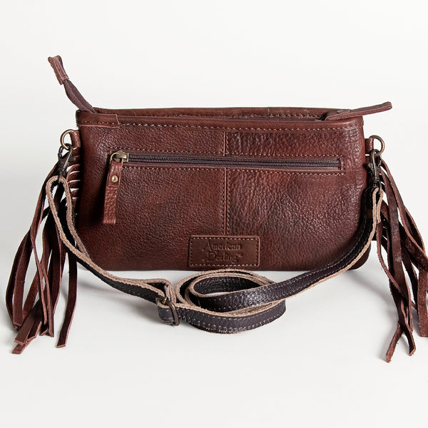 ADBGA203 American Darling Fringed Hand Tooled Leather Saddle Blanket Messenger Bag