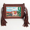 ADBGA204 American Darling Hand Tooled Fringed Genuine Leather Western Small Cross body Bag