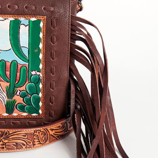 ADBGA204 American Darling Hand Tooled Fringed Genuine Leather Western Small Cross body Bag
