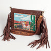ADBGA204 American Darling Hand Tooled Fringed Genuine Leather Western Small Cross body Bag