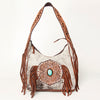 ADBGI112 Sage Western Hobo Bag - Genuine Leather with Tan Hair-On Hide & Tooled Strap