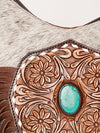 ADBGI112 Sage Western Hobo Bag - Genuine Leather with Tan Hair-On Hide & Tooled Strap