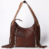 LC-ADBGI112 Becca Western Hobo Bag - Hair-On Hide with Floral Tooled Leather & Fringe