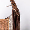 LC-ADBGI112 Becca Western Hobo Bag - Hair-On Hide with Floral Tooled Leather & Fringe