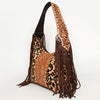 ADBGI112 Sage Western Hobo Bag - Genuine Leather with Tan Hair-On Hide & Tooled Strap
