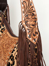 ADBGI112 Sage Western Hobo Bag - Genuine Leather with Tan Hair-On Hide & Tooled Strap