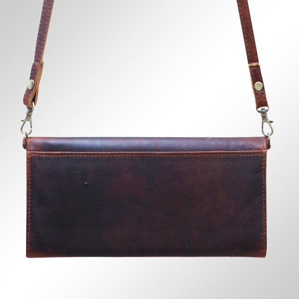 ADBGM112 Hand-Painted Leather Crossbody Clutch - Western Design