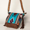 ADBGA205 American Darling Fringed Saddle Blanket Hand Tooled Large Cross body Bag