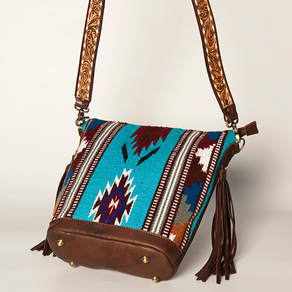 ADBGA205 American Darling Fringed Saddle Blanket Hand Tooled Large Cross body Bag