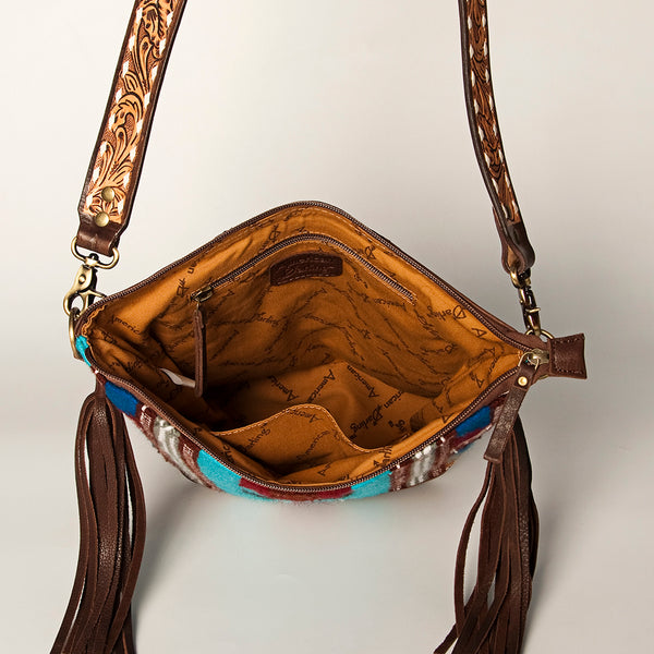 ADBGA205 American Darling Fringed Saddle Blanket Hand Tooled Large Cross body Bag