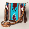 ADBGA205 American Darling Fringed Saddle Blanket Hand Tooled Large Cross body Bag