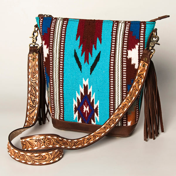 ADBGA205 American Darling Fringed Saddle Blanket Hand Tooled Large Cross body Bag