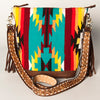 ADBGA205 American Darling Fringed Saddle Blanket Hand Tooled Large Cross body Bag