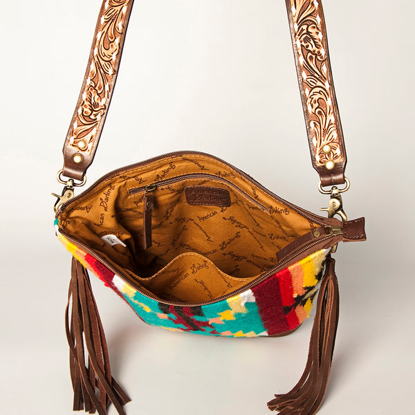 ADBGA205 American Darling Fringed Saddle Blanket Hand Tooled Large Cross body Bag