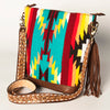 ADBGA205 American Darling Fringed Saddle Blanket Hand Tooled Large Cross body Bag