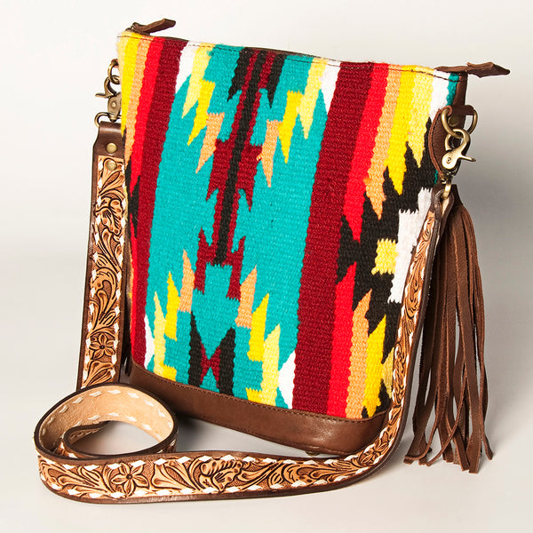 ADBGA205 American Darling Fringed Saddle Blanket Hand Tooled Large Cross body Bag