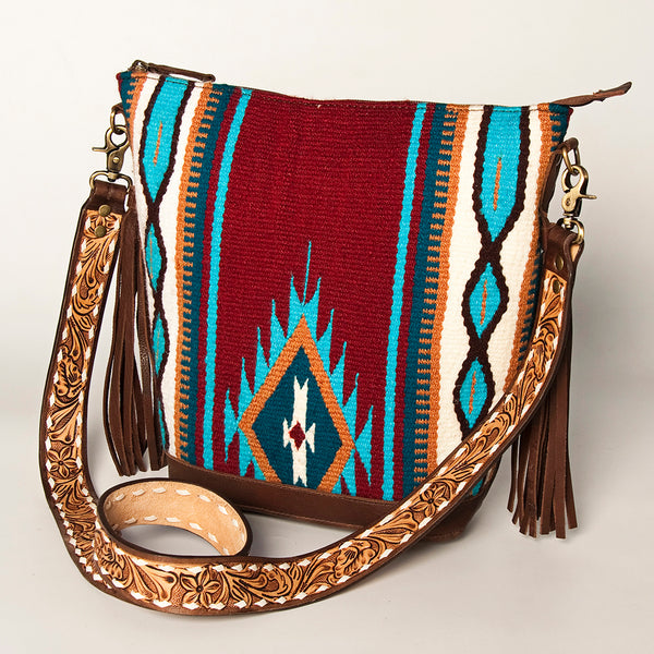 ADBGA205 American Darling Fringed Saddle Blanket Hand Tooled Large Cross body Bag