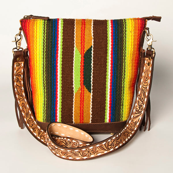 ADBGA205 American Darling Fringed Saddle Blanket Hand Tooled Large Cross body Bag