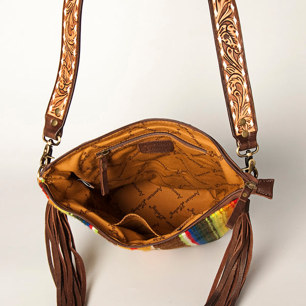 ADBGA205 American Darling Fringed Saddle Blanket Hand Tooled Large Cross body Bag