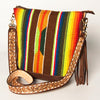 ADBGA205 American Darling Fringed Saddle Blanket Hand Tooled Large Cross body Bag