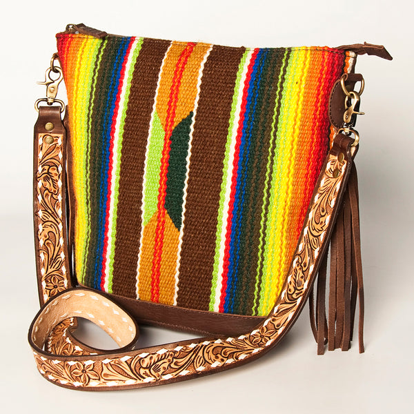 ADBGA205 American Darling Fringed Saddle Blanket Hand Tooled Large Cross body Bag