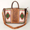 ADBGA206 American Darling Hand Tooled Saddle Blanket Genuine Leather Tote Bag