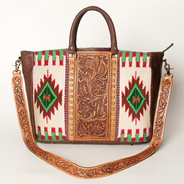 ADBGA206 American Darling Hand Tooled Saddle Blanket Genuine Leather Tote Bag
