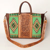 ADBGA206 American Darling Hand Tooled Saddle Blanket Genuine Leather Tote Bag