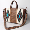 ADBGA206 American Darling Hand Tooled Saddle Blanket Genuine Leather Tote Bag