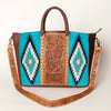 ADBGA206 American Darling Hand Tooled Saddle Blanket Genuine Leather Tote Bag