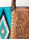 ADBGA206 American Darling Hand Tooled Saddle Blanket Genuine Leather Tote Bag