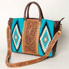 ADBGA206 American Darling Hand Tooled Saddle Blanket Genuine Leather Tote Bag