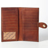 ADBGZ402 Tooled Leather Women Wallet with Turquoise Inlay - Western Floral Bifold Clutch
