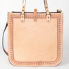 LC-ADBGH103A Tooled Leather Western Tote Bag - Floral Hand Tooling with Saddle Blanket Inlay