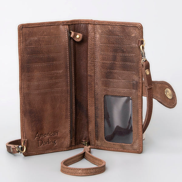 ADBGM113 Hand-Painted Leather Crossbody - Rodeo & Floral Design