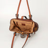 ADBGI183 Hair On Western Satchel - Tooled Leather Cowgirl Purse with Buckles