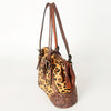 ADBGI183 Hair On Western Satchel - Tooled Leather Cowgirl Purse with Buckles