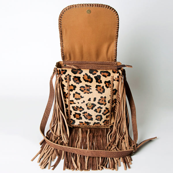 ADBG753 American Darling Western Leather Cross body Bag - Hair-On Cowhide & Fringe Purse
