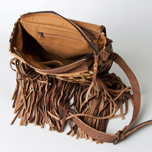ADBG753 American Darling Western Leather Cross body Bag - Hair-On Cowhide & Fringe Purse