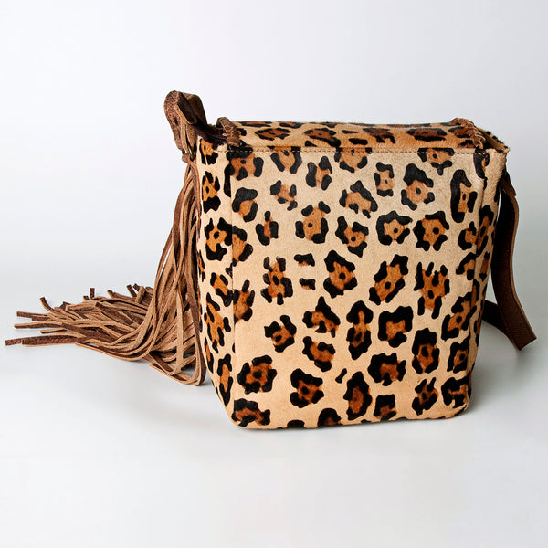 ADBG753 American Darling Western Leather Cross body Bag - Hair-On Cowhide & Fringe Purse