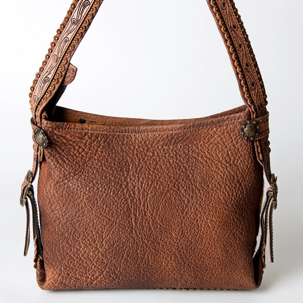 ADBG713 American Darling Handcrafted Hand Tooled Leather Hobo Bag with Hair-On Cowhide