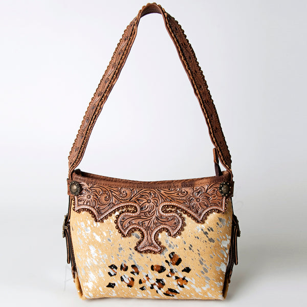 ADBG713 American Darling Handcrafted Hand Tooled Leather Hobo Bag with Hair-On Cowhide