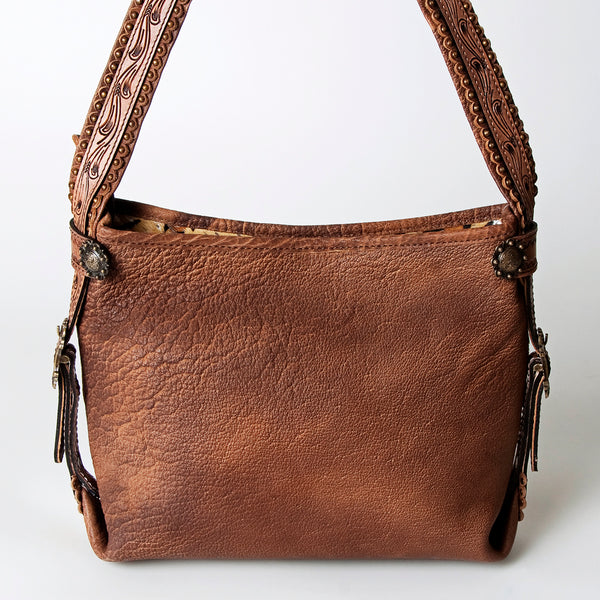 ADBG713 American Darling Handcrafted Hand Tooled Leather Hobo Bag with Hair-On Cowhide