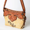 ADBG713 American Darling Handcrafted Hand Tooled Leather Hobo Bag with Hair-On Cowhide