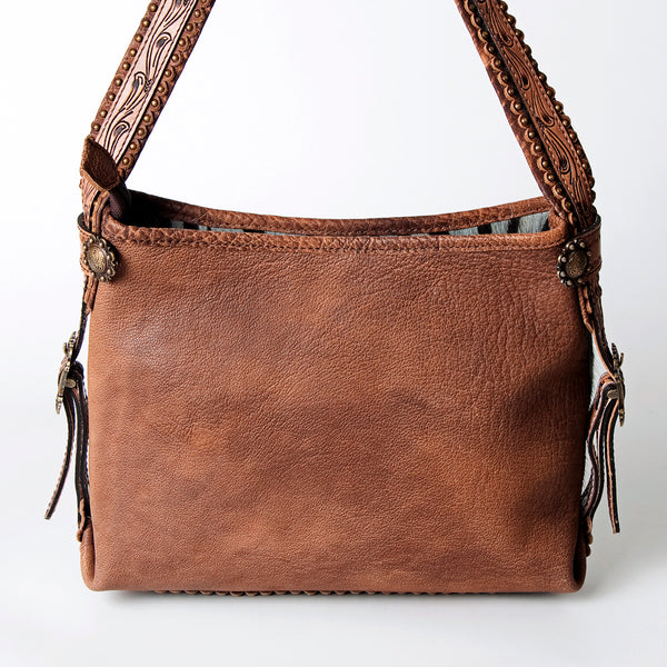 ADBG713 American Darling Handcrafted Hand Tooled Leather Hobo Bag with Hair-On Cowhide