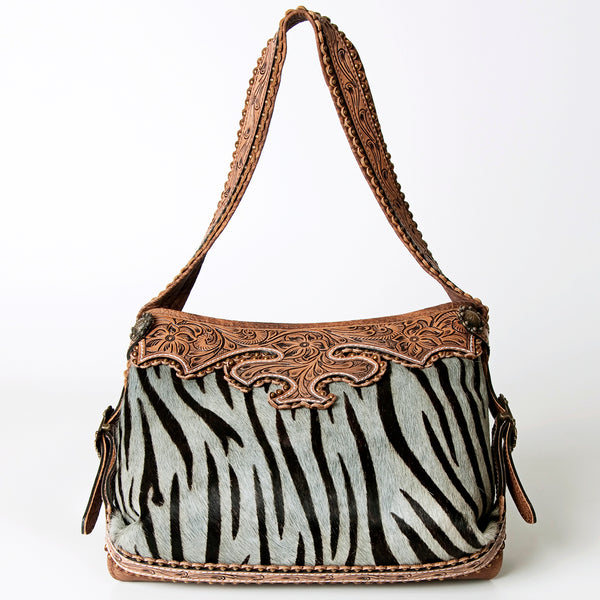 ADBG713 American Darling Handcrafted Hand Tooled Leather Hobo Bag with Hair-On Cowhide