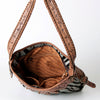 ADBG713 American Darling Handcrafted Hand Tooled Leather Hobo Bag with Hair-On Cowhide